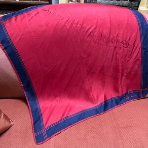 Vintage and Oleg Cassini Red and Blue Silk Scarf